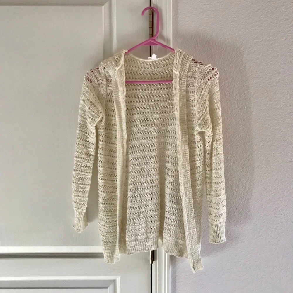 Adorable Cream Hooded Cardigan Sweater